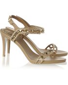 Rene Caovilla Crystal-Embellished Leather Sandals - Lyst