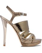 Michael Kors Nadja Embossed-Leather Sandal - Lyst