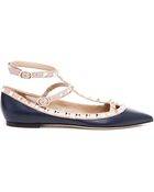 Valentino Rockstud Leather Flats - Lyst