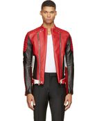 Balmain Red Leather Biker Jacket - Lyst