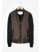 Mango Man Contrast Sleeve Bomber Jacket - Lyst