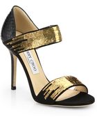 Jimmy Choo Tallow Snakeskin & Sequined Leather Sandals - Lyst