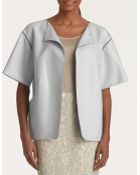 Lafayette 148 New York Short-Sleeve Lamb Leather Topper Jacket - Lyst