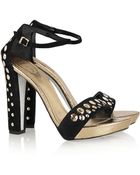 Rene Caovilla Crystal-Embellished Suede Sandals - Lyst