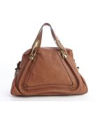 Chloé Speculoos Brown Leather Paraty Convertible Satchel - Lyst
