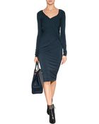 Donna Karan New York Long Sleeve Draped Dress In Slated Blue - Lyst