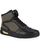 Versace Studded Leather High Tops - Lyst