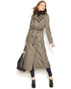 DKNY Hooded Double-Breasted Maxi Trench Coat - Lyst