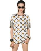 Versus Printed Cotton Jersey & Chainmail Top - Lyst