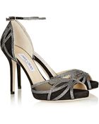 Jimmy Choo Mambo Textured-Lamé And Suede Sandals - Lyst