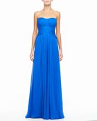 Monique Lhuillier Silk Strapless Sweetheart Draped Gown - Lyst