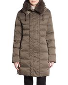 Elie Tahari Fur-Collar Puffer Coat - Lyst