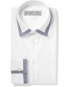 Etro White Slim-Fit Contrast-Trim Cotton Oxford Shirt - Lyst