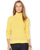 Lauren by Ralph Lauren Cable-Knit Turtleneck Sweater - Lyst