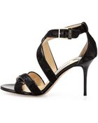 Jimmy Choo Louise Glitter Crisscross Sandal - Lyst