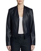 Ellen Tracy Perforated Faux Leather Jacket - Lyst