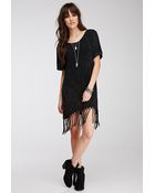 Forever 21 Fringed Cutout T-Shirt Dress - Lyst