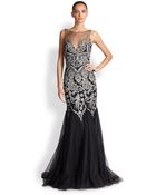 Badgley Mischka Sequin & Tulle Gown - Lyst