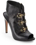 Nine West Mohawk Peep-Toe Leather Ankle Boots - Lyst