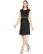 Calvin Klein Cap-Sleeve Embellished Sweater Dress - Lyst