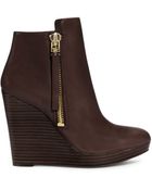 Michael Kors Clara Leather Wedge Ankle Boot - Lyst