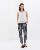 Zara Striped Trousers With Laces - Lyst