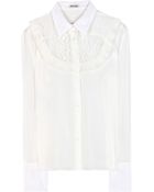 Miu Miu Lace-Trimmed Silk Blouse - Lyst