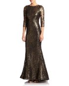 Alice + Olivia Corina Metallic Lace Open-Back Gown - Lyst