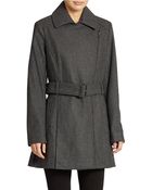 Kenneth Cole Reaction Belted Zip Front Coat - Lyst