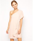 Asos Frill One Shoulder Shift Dress - Lyst