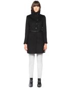 SOIA & KYO Autry-F4 Classic Black Wool Coat With Belt - Lyst