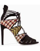 Zara Woven Ankle Boot Sandal with High Heel - Lyst
