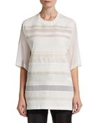 3.1 Phillip Lim Striped Silk-Chiffon Paneled Tee - Lyst