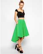 Asos Midi Skirt In Scuba With Dipped Hem - Lyst