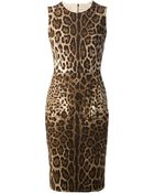 Dolce & Gabbana Leopard Print Fitted Dress - Lyst