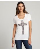 Second Sunday White Stretch Cotton Skull Cross Graphic Tee - Lyst
