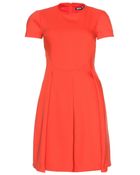 Jil Sander Navy Pleated Wool-Blend Dress - Lyst