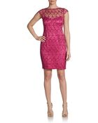 Kay Unger Sequined Crochet Slip Dress - Lyst