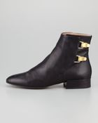 Chloé Doublebuckle Leather Ankle Boot - Lyst