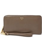 Fossil Sydney Leather Zip Clutch - Lyst