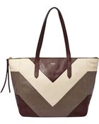 Fossil Sydney Leather Colorblock Shopper - Lyst