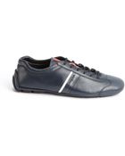 Prada Navy Leather Lace Up Sneakers - Lyst