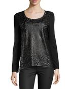 Alberto Makali Long-Sleeve Faux-Leather Top - Lyst