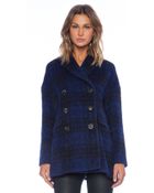 RED Valentino Plaid Pea Coat - Lyst