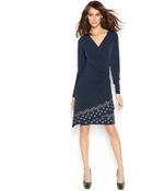 Michael Kors Michael Grommet-Trim Faux-Wrap Dress - Lyst