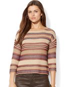 Lauren Jeans Co. Three Quarter Sleeve Striped Sweater - Lyst