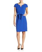 Ellen Tracy Notched Tie-Waist Dress - Lyst