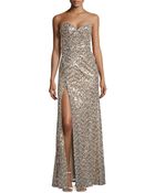 La Femme Sequined Strapless Gown - Lyst
