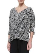 Derek Lam 10 Crosby Mixed-Print Drape-Front Blouse - Lyst