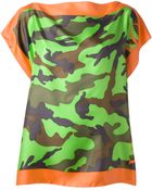 Valentino Camouflage Print Draped T-Shirt - Lyst